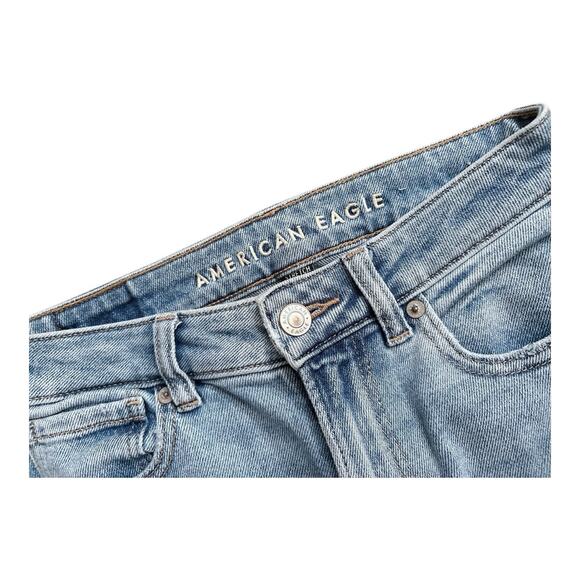 AMERICAN EAGLE Womens Size 0 Regular Ripped Destroyed High Rise Mom Blue Jeans - Picture 5 of 7